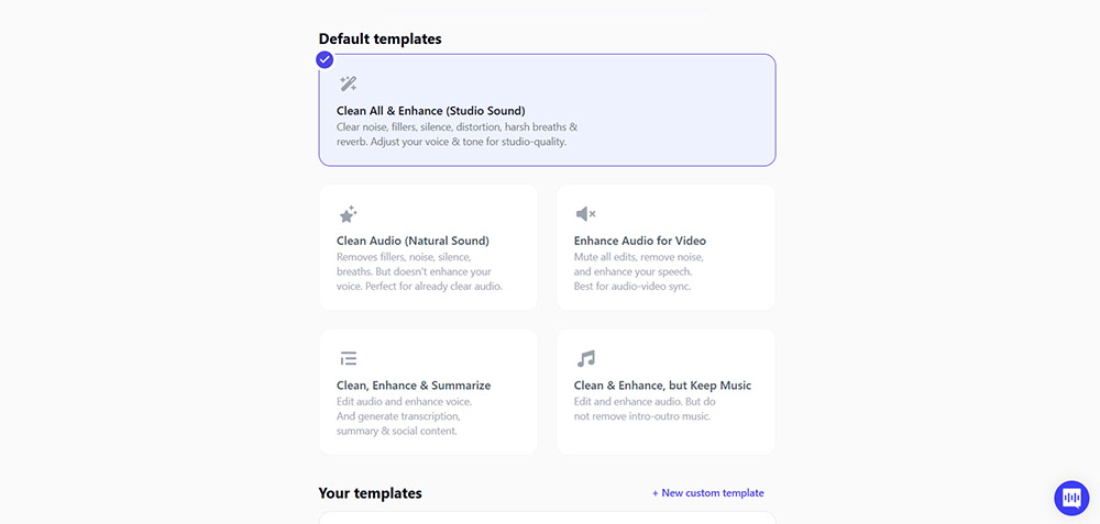 CleanVoice upload screen