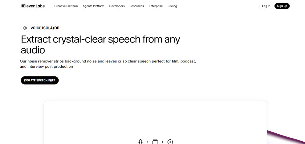 ElevenLabs Voice Isolator interface